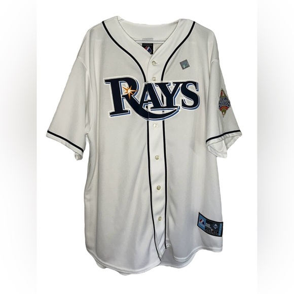 Majestic Tampa Bay Rays Baseball Jersey 2008 World Series Patch Mens Size XL - Picture 4 of 14
